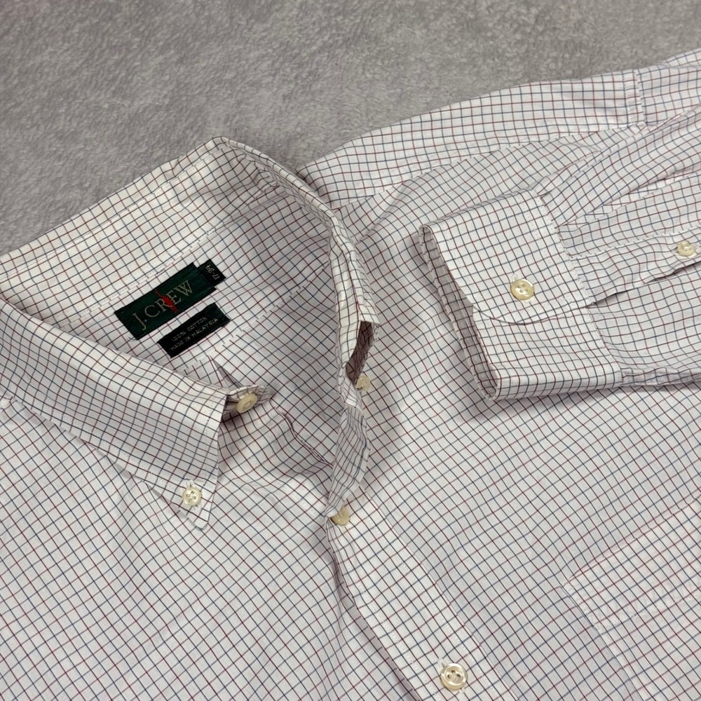 J. Crew Mens Oarsman Plaid Checkered Long Sleeve Button Up Shirt Size 17-34